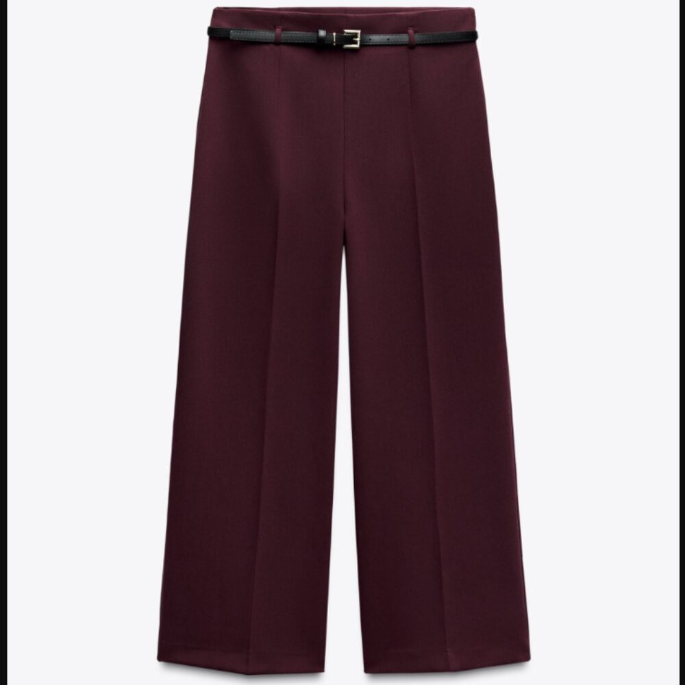 ZARA CULOTTE PANTS / SIZE: SMALL / COLOR: BURGUNDY **missing belt**